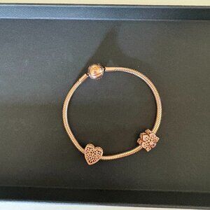 Pandora Rose Gold Heart and Star Bracelet